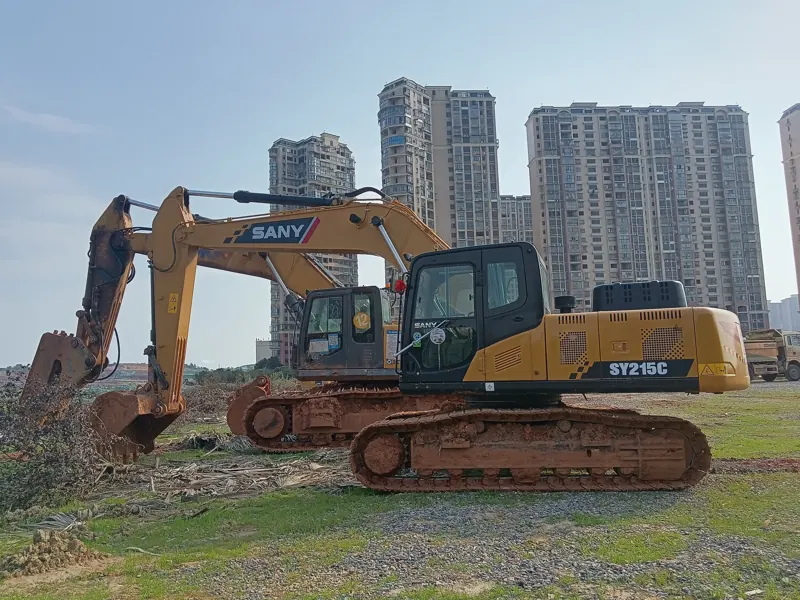 Two SANY excavators on a site in China